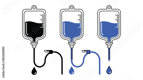 Medical IV Fluid Bags with Liquid.