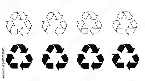 Recycling Symbols in Various Styles and Shades.