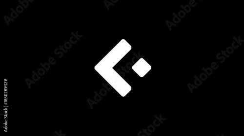 Abstract Geometric Minimalist White Symbol Icon Design on a Black Background, Modern Technology Concept, Digital Identity Shape