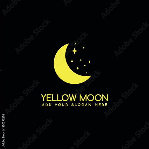 yellow moon logo design vector	