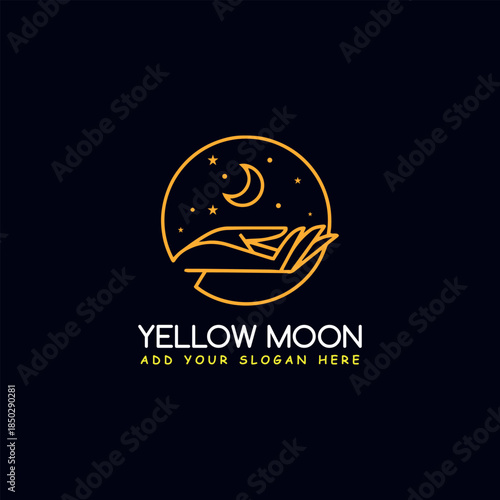 yellow moon logo design vector	