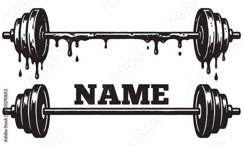 Hardcore Barbell Gym Logo Template with Dripping Sweat Effect and Customizable Name