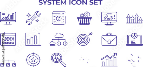  Set of vector icons featuring different countries and business symbols including shopping cart, gift box, and retail store bags for global e-commerce and internet finance web design