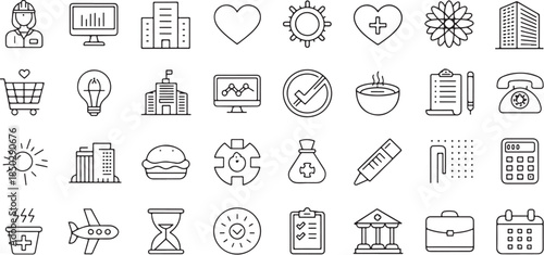 A versatile collection of various equipment and hand tool silhouettes featuring different hardware shapes for industrial design and construction projects