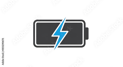 Free Download Illustration of a gray battery with a blue lightning bolt charging symbol on a white background ai generated - GFXLoad