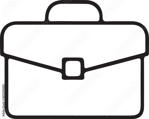 Black vector business briefcase icon with a metal lock and handle isolated on white, symbolizing professional luggage or an equipment tool case for travel and business design