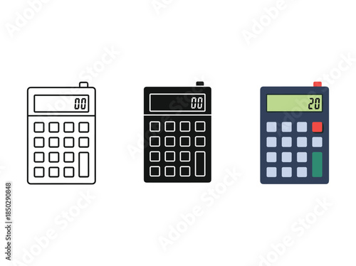 Three calculators in different styles