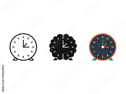Three clocks in different styles