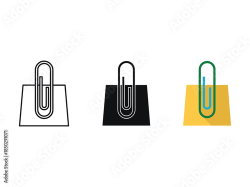 Paperclip Attachments Line Art Icons Set