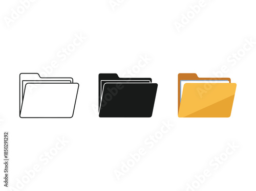 Three folders icons white black and yellow