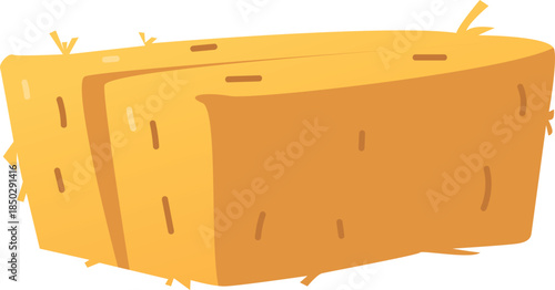 Golden straw baled into a square bale, dry animal feed.