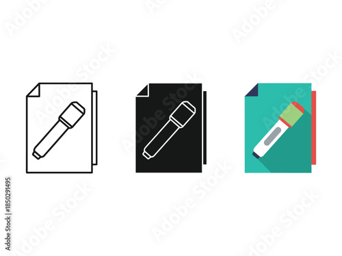 Document Highlighter Marker Icon Set