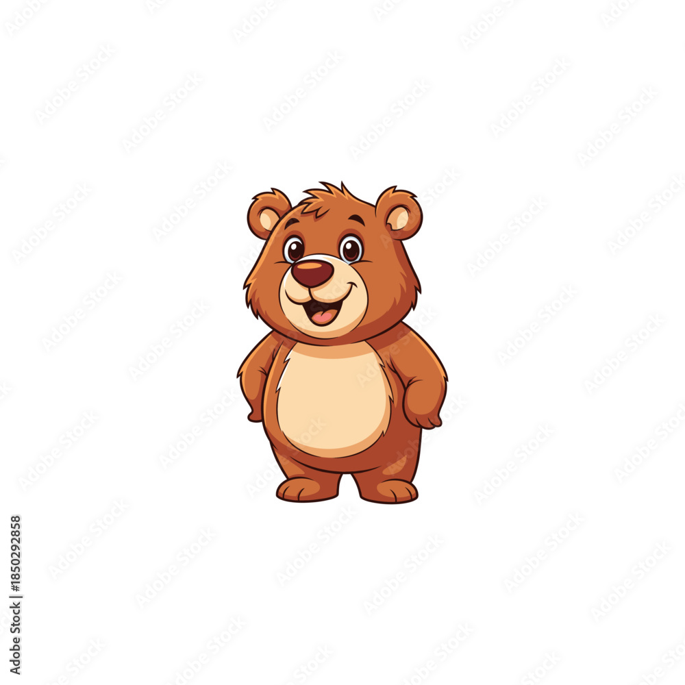 Fototapeta premium Cute Smiling Bear icon logo flat vector design