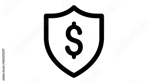 Financial security shield protecting dollar sign