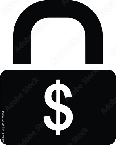 Secure financial lock icon with dollar sign
