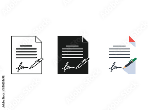 Signed documents with pen illustration