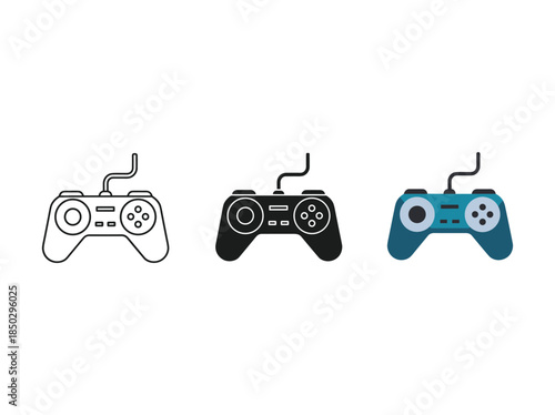 Game controllers outline black blue