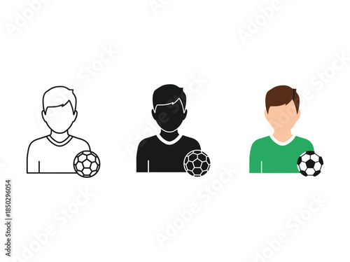 Diverse group of young football players holding soccer balls