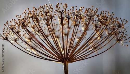Golden Hour Silhouette: Delicate Dried Umbellifer Seed Head