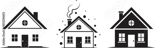 Three houses with different conditions and styles