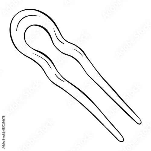 French Hair Pin. Isolated icon on the transparent background. Hand drawn digital illustration. SVG