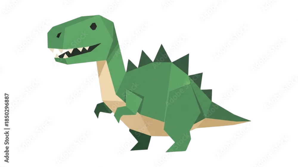 Fototapeta premium Abstract geometric dinosaur illustration in green hues, bringing a modern twist to ancient reptiles