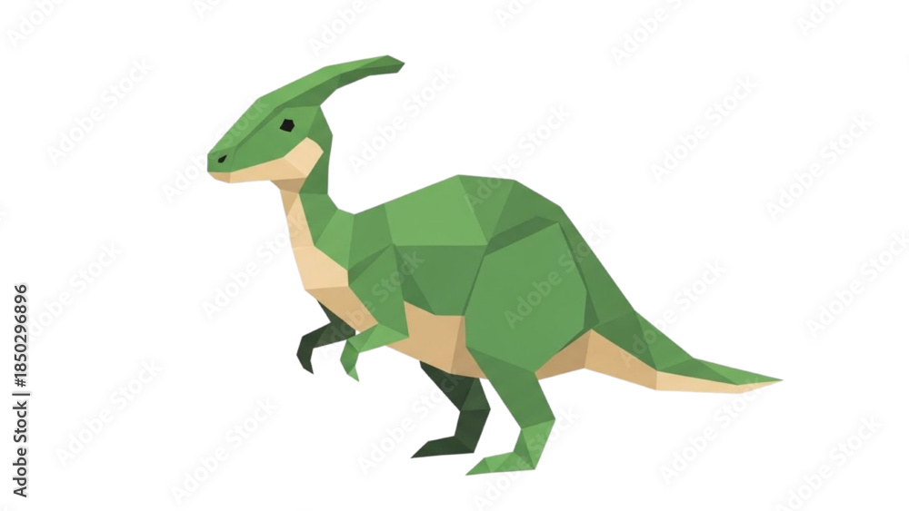Obraz premium A flat graphic illustration of a green Parasaurolophus dinosaur