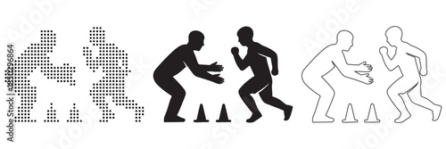 Athletes training with cones for agility and speed drills