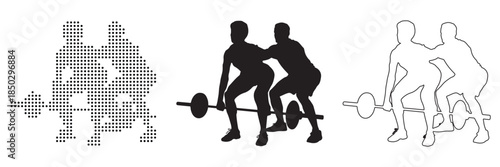 Trainer guiding athlete during weightlifting exercise for strength training