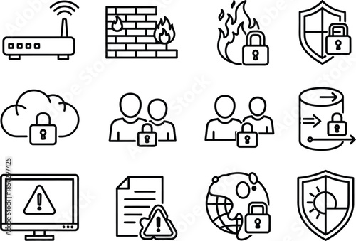 Security icons for cybersecurity and data protection concepts