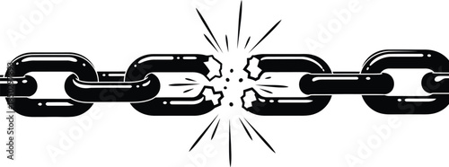 A chain link with a burst of light behind it