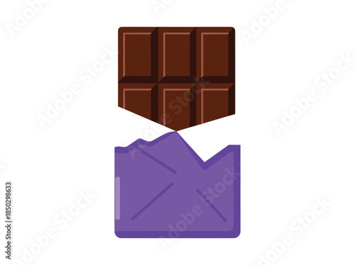 Chocolate bar being taken out of purple wrapper