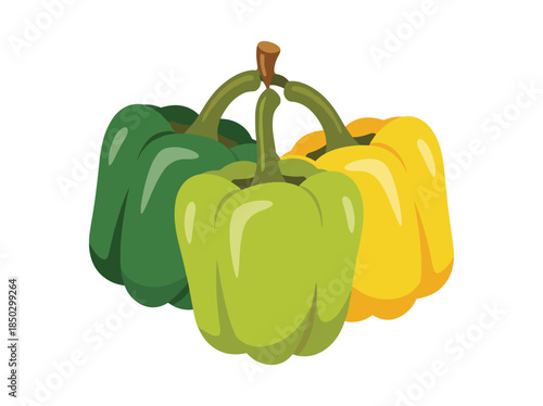 Green and yellow bell peppers illustration