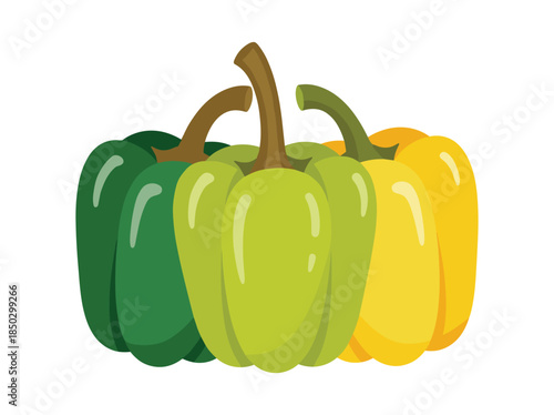 Three Bell Peppers Green Yellow