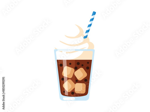 Cold Coffee Drink with Ice and Whipped Cream