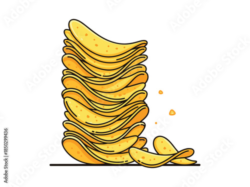 Stack of potato chips falling over
