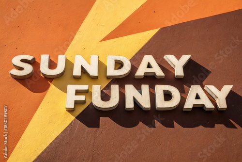 Wooden Letters Spelling Sunday Funday on Textured Wall