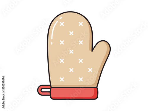 Beige oven glove with white crosses
