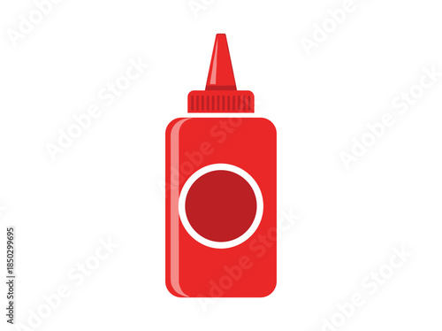 Red Squeeze Bottle with White Background