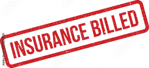 Red distressed rubber stamp marking a document as insurance billed for financial record keeping