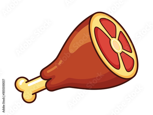 Roasted chicken leg on white background