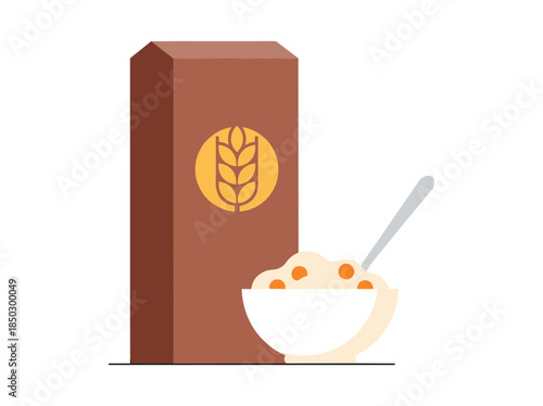 Cereal box with oatmeal and fruit