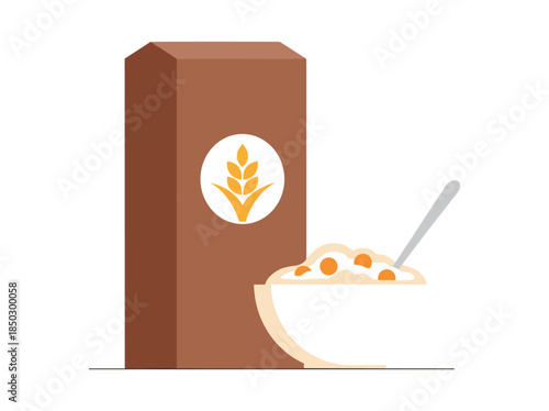 Cereal Box and Bowl of Oatmeal