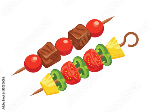 Grilled Vegetable and Meat Skewers