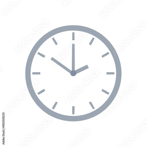 Classic Wall Clock Showing Ten Past Two, Grey Bezel and Simple Design on White