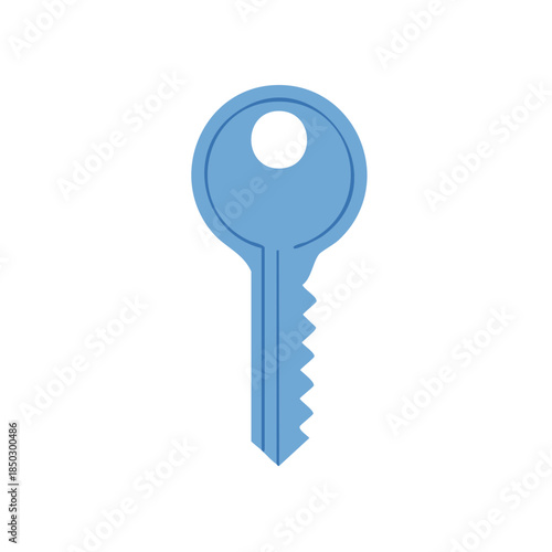 Simple Blue Key Illustration for Security, Access, or Unlock Concepts with White Background