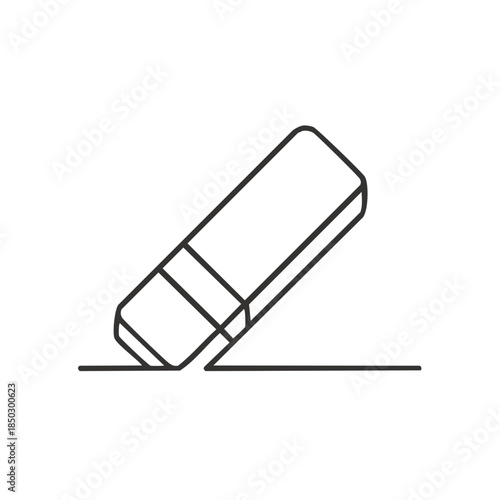 Eraser Removing a Line Minimalist Icon Illustration for Correction and Editing Work Outline