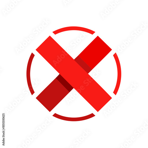 Red cross X mark symbol inside a circular frame indicating denial or refusal in a flat design
