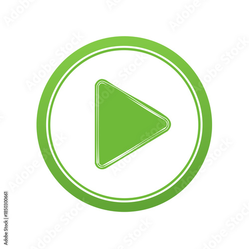 Green Play Button Icon in a Circular Frame for Multimedia Applications and User Interface Design