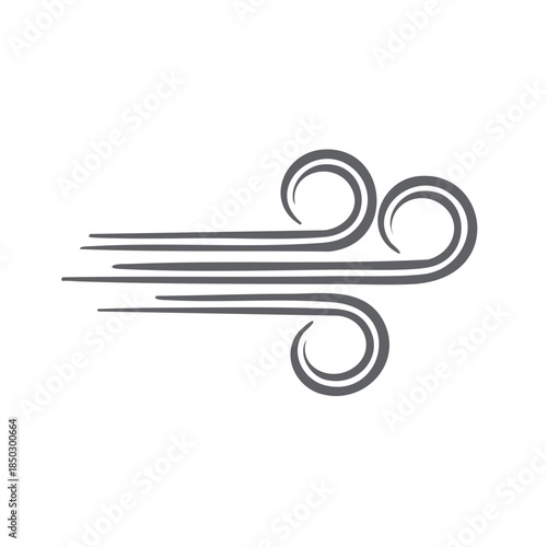 Simple graphic of wind blowing from left to right with curled swirls